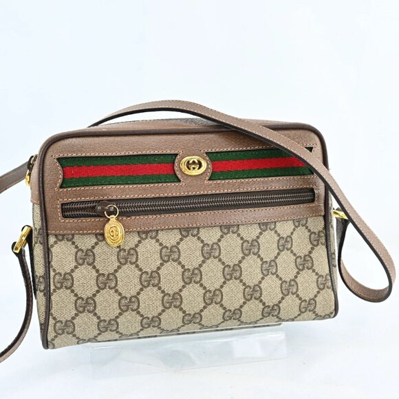 Authentic GUCCI GG Sherry PVC Leather Brown Shoulder Bag bsj630-121025 - Picture 2 of 16